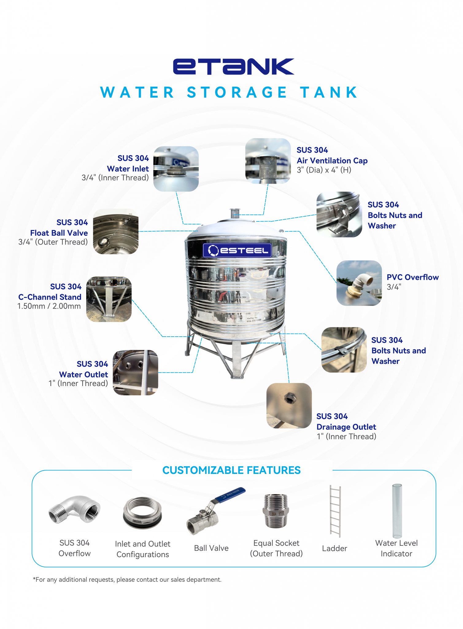 eTank – 1000 Litres / 220 Gallons Vertical Round Bottom with Stand ...